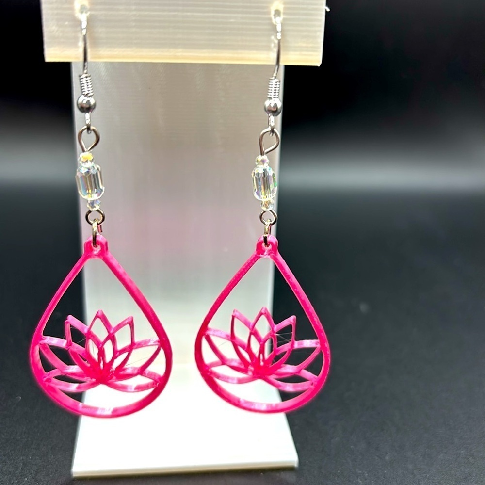 Lotus Teardrop Earrings - Picture 3 of 6